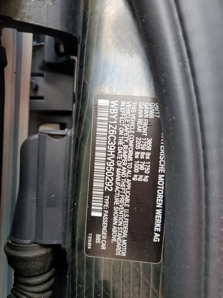 2017 BMW I3 Bev VIN: WBY1Z6C39HV950292 Lot: 83782015