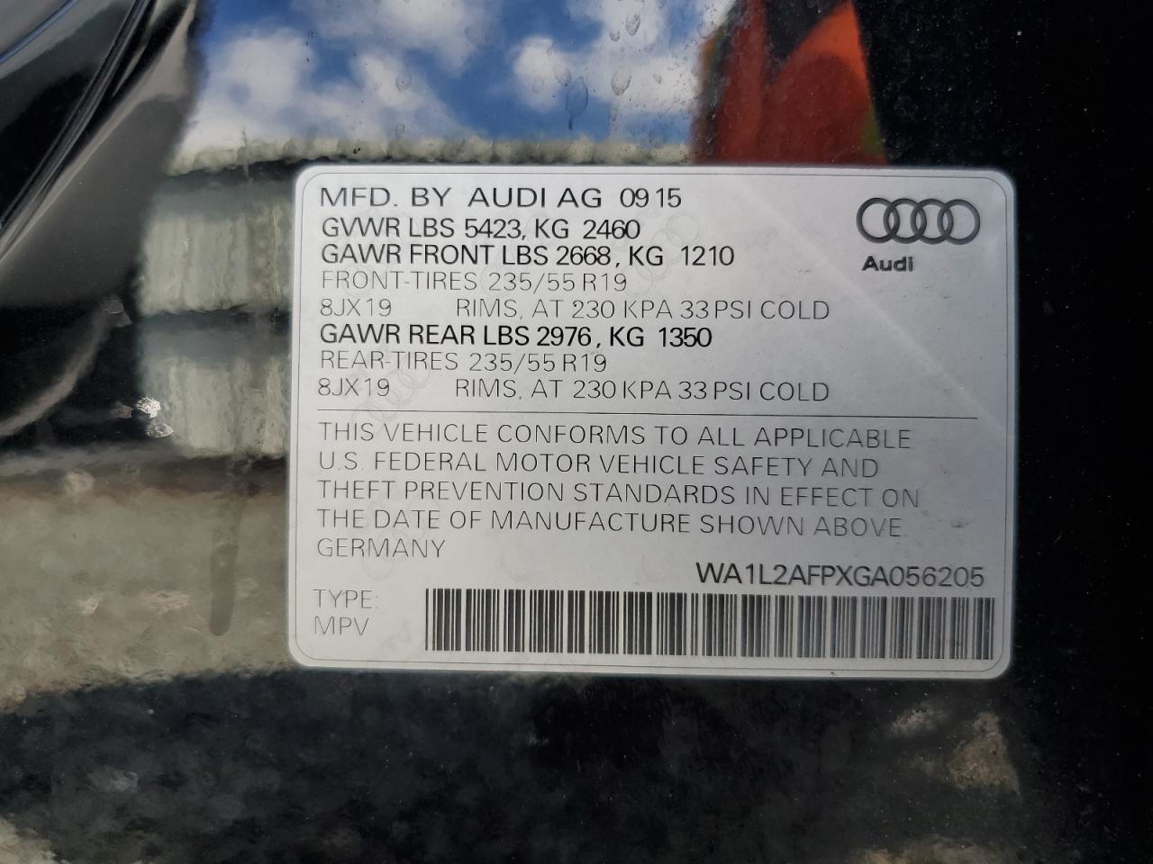 2016 Audi Q5 Premium Plus VIN: WA1L2AFPXGA056205 Lot: 81768525