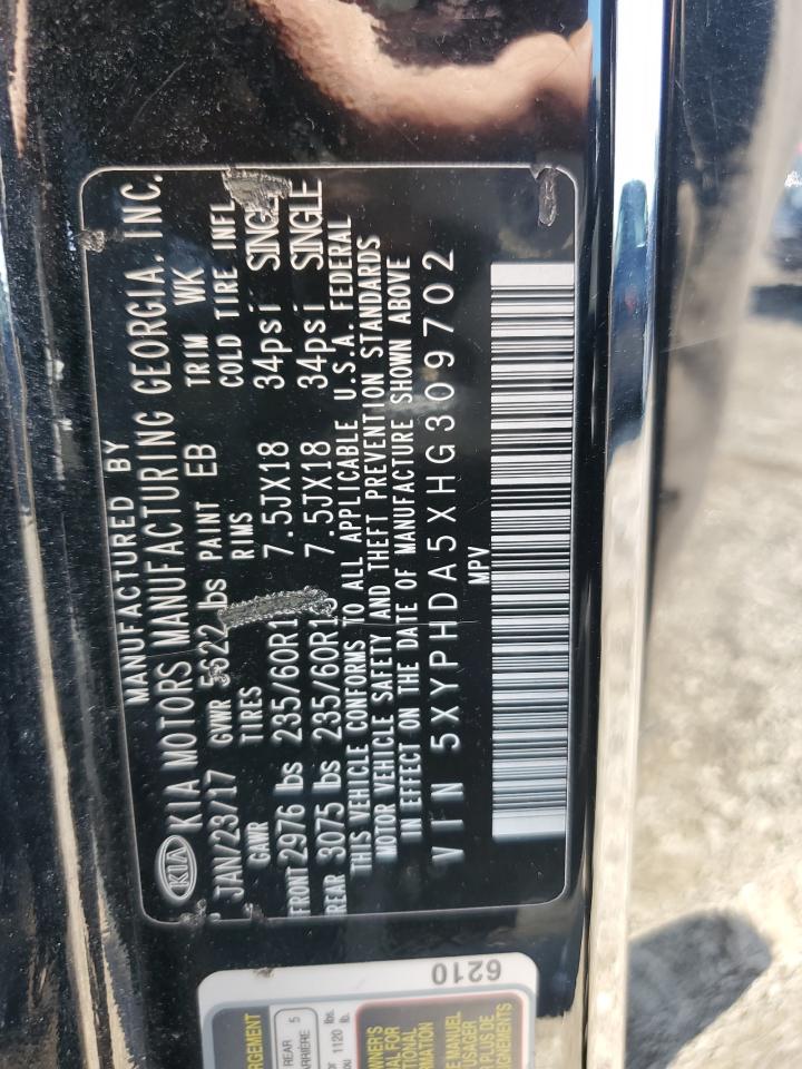 2017 Kia Sorento Ex VIN: 5XYPHDA5XHG309702 Lot: 80312515