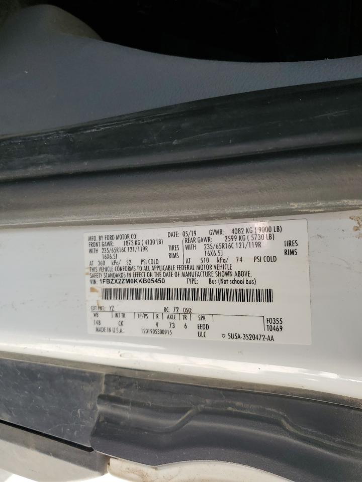 2019 Ford Transit T-350 VIN: 1FBZX2ZM6KKB05450 Lot: 69481535