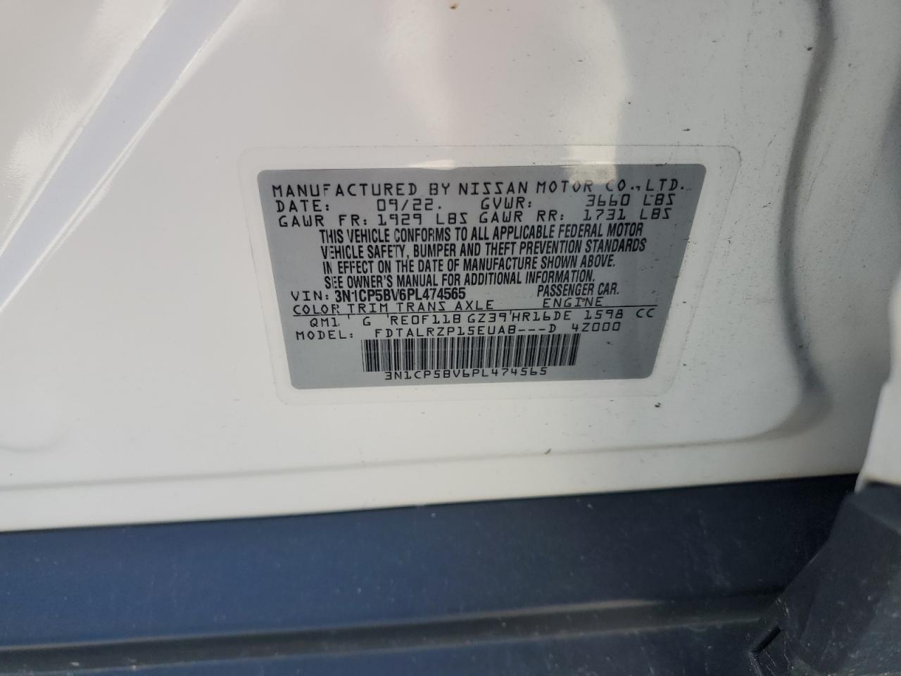 2023 Nissan Kicks S VIN: 3N1CP5BV6PL474565 Lot: 70749045