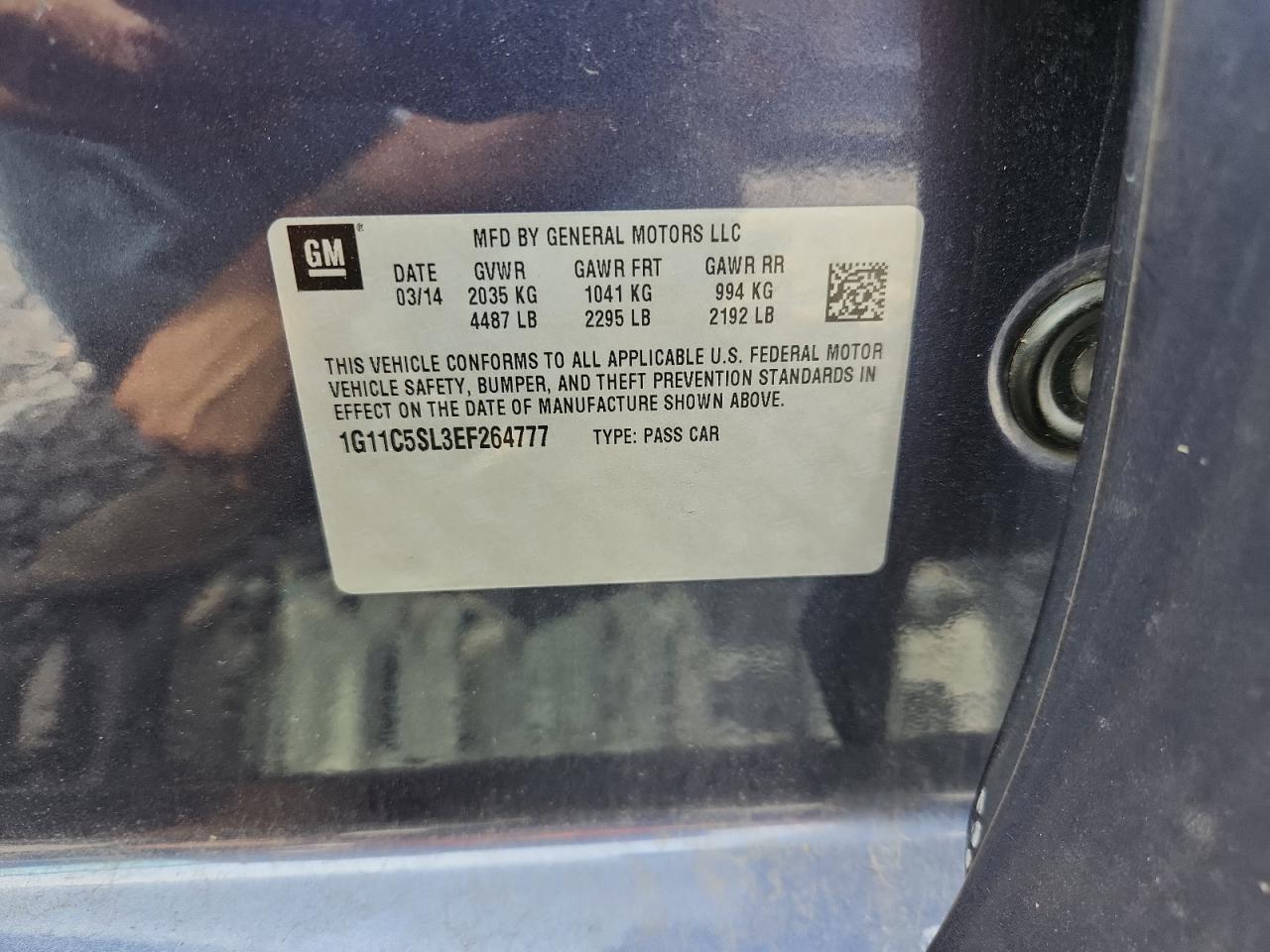 2014 Chevrolet Malibu 1Lt VIN: 1G11C5SL3EF264777 Lot: 82036745