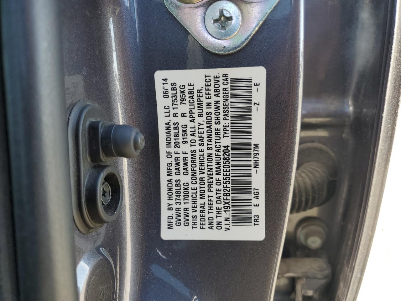 2014 Honda Civic Lx VIN: 19XFB2F55EE058204 Lot: 81163315