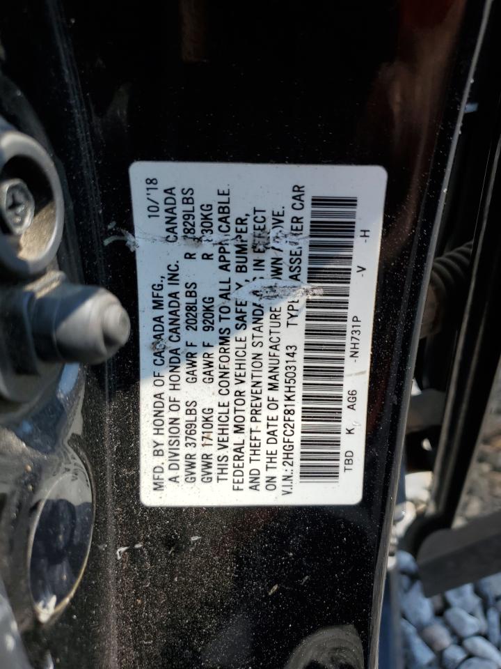 2019 Honda Civic Sport VIN: 2HGFC2F81KH503143 Lot: 71846285