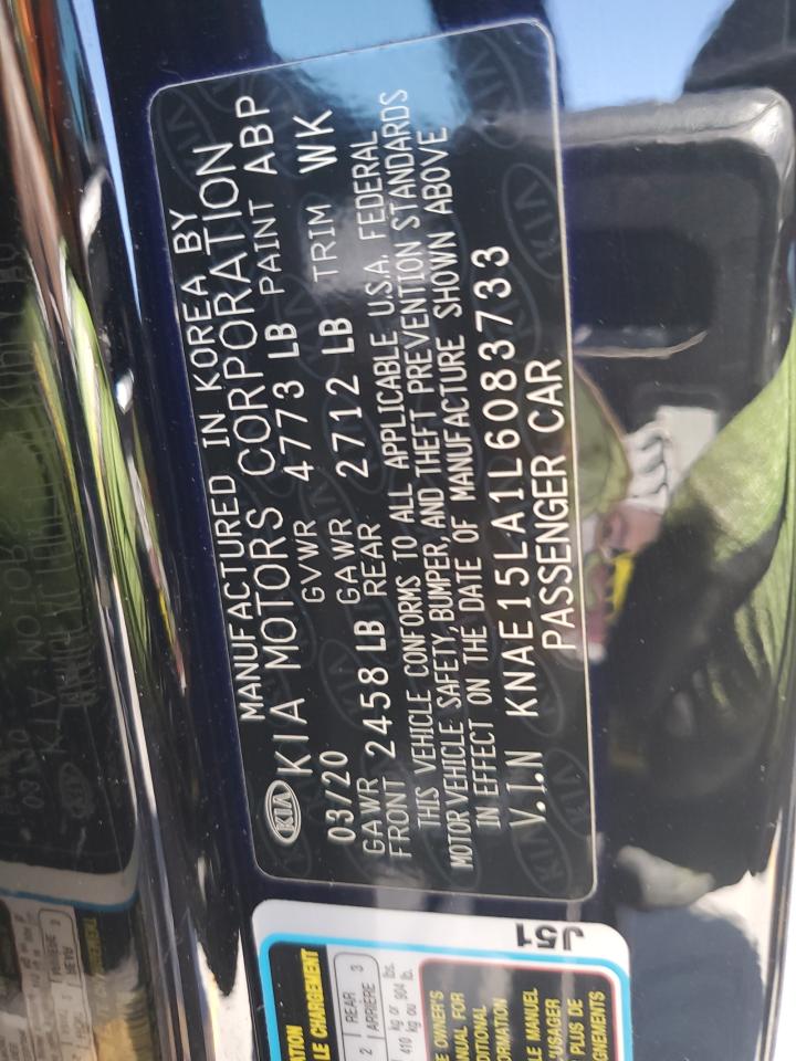 2020 Kia Stinger VIN: KNAE15LA1L6083733 Lot: 84475085