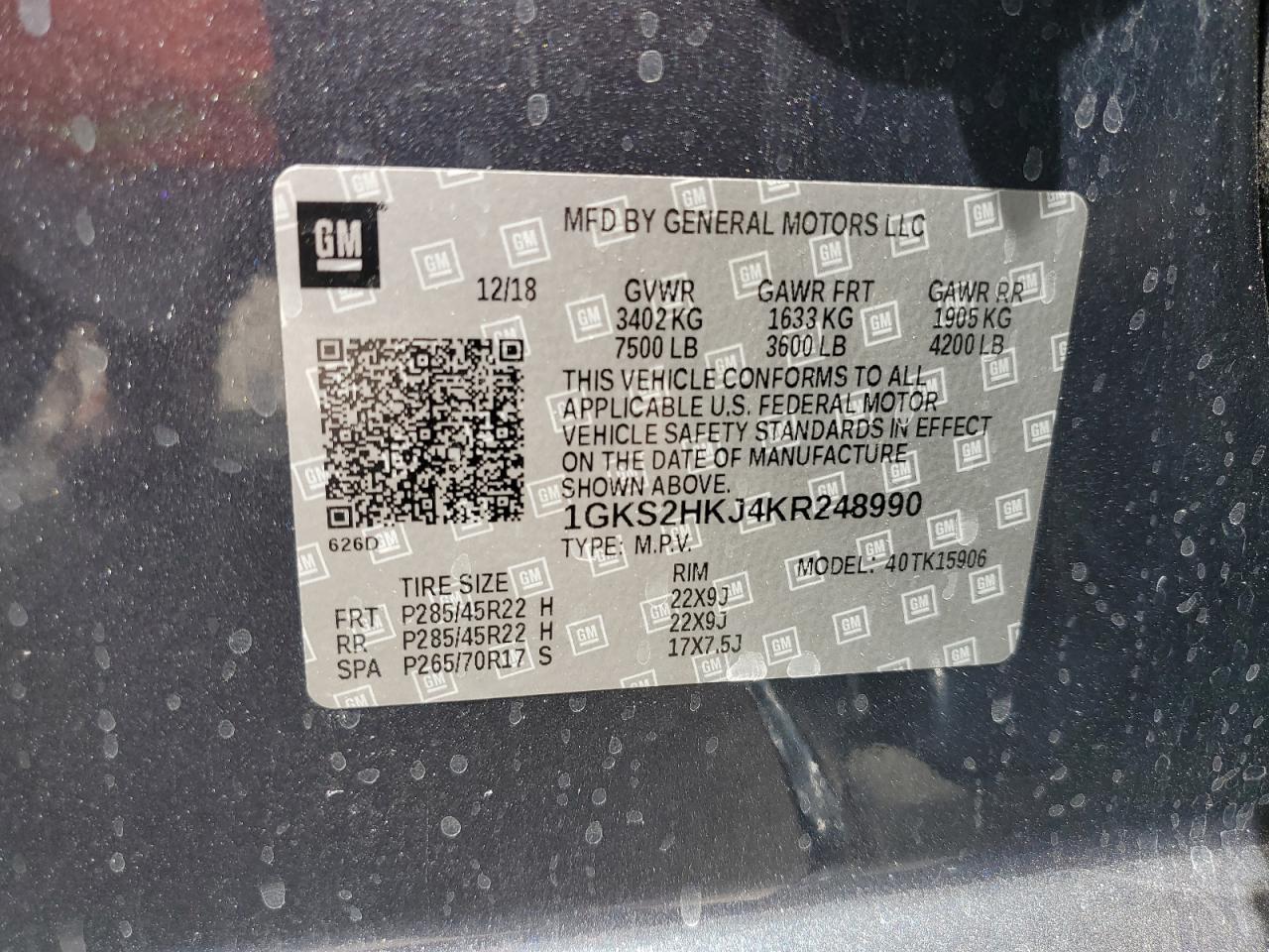 2002 GMC Yukon VIN: 1GKEC13T82R280343 Lot: 81308235