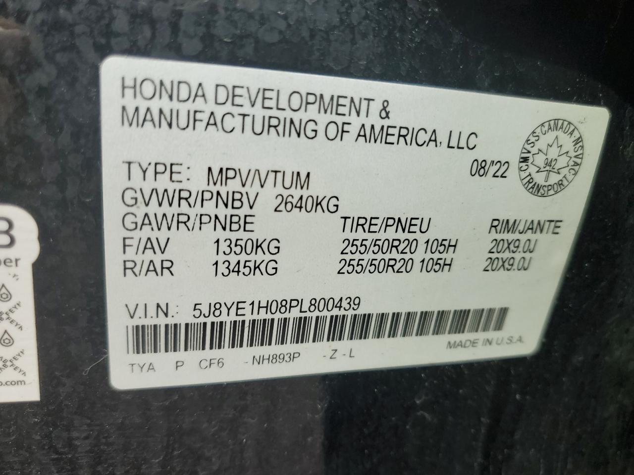 2023 Acura Mdx A-Spec VIN: 5J8YE1H08PL800439 Lot: 71857835