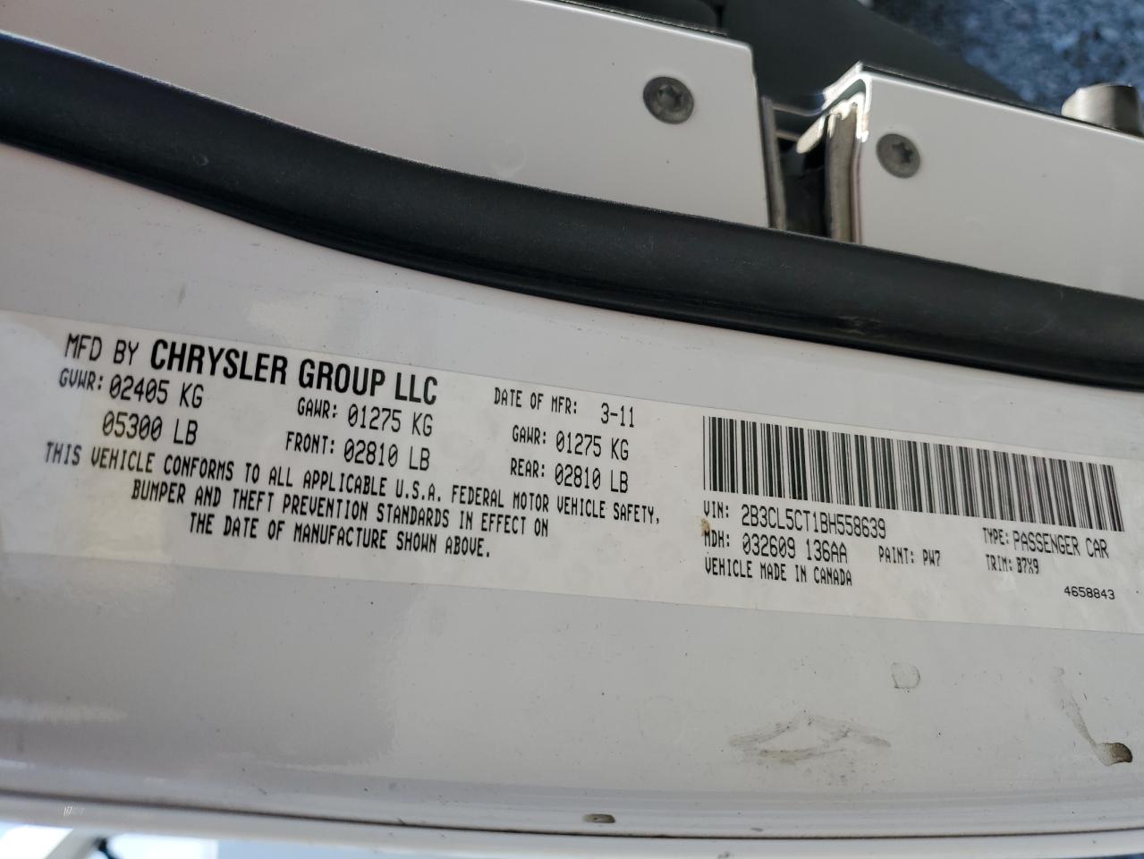 2011 Dodge Charger R/T VIN: 2B3CL5CT1BH558639 Lot: 81810095