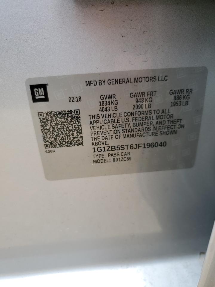 2018 Chevrolet Malibu Ls VIN: 1G1ZB5ST6JF196040 Lot: 81401235