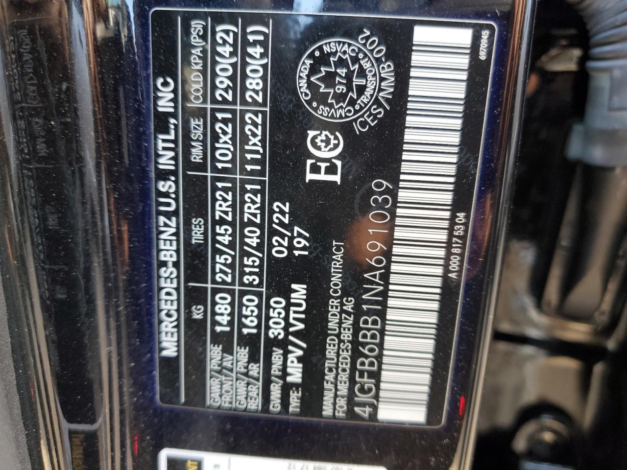 2022 Mercedes-Benz Gle Amg 53 4Matic VIN: 4JGFB6BB1NA691039 Lot: 81569665