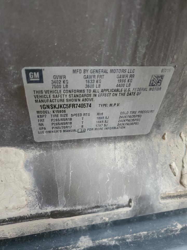 2015 Chevrolet Suburban K1500 Lt VIN: 1GNSKJKC5FR740574 Lot: 83805715