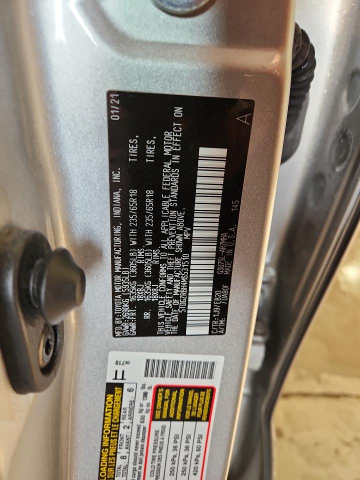 2021 Toyota Highlander Xle VIN: 5TDGZRBH4MS531510 Lot: 71706055