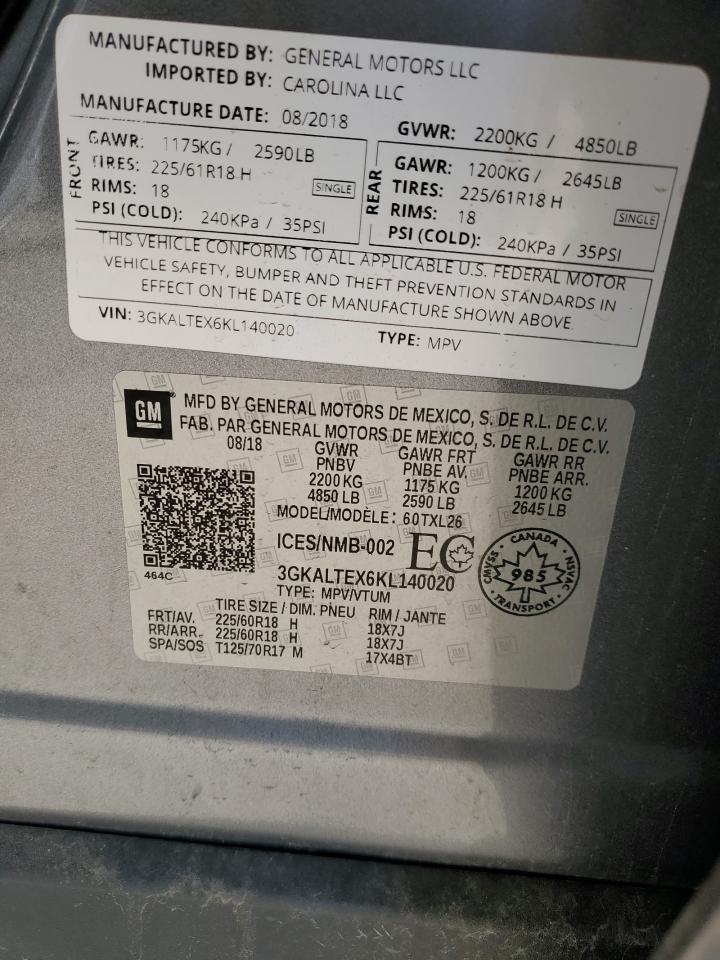 2019 GMC Terrain Sle VIN: 3GKALTEX6KL140020 Lot: 71669395