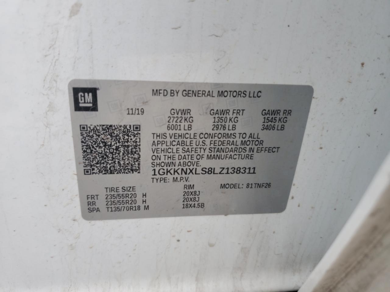 2020 GMC Acadia Denali VIN: 1GKKNXLS8LZ138311 Lot: 71666795