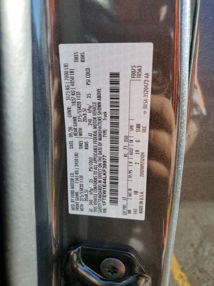 2020 Ford F150 Supercrew VIN: 1FTEW1E44LKF39977 Lot: 80169625