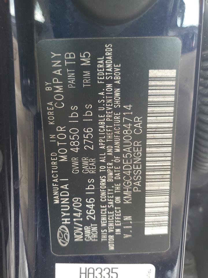 2010 Hyundai Genesis 3.8L VIN: KMHGC4DE5AU084714 Lot: 80846435