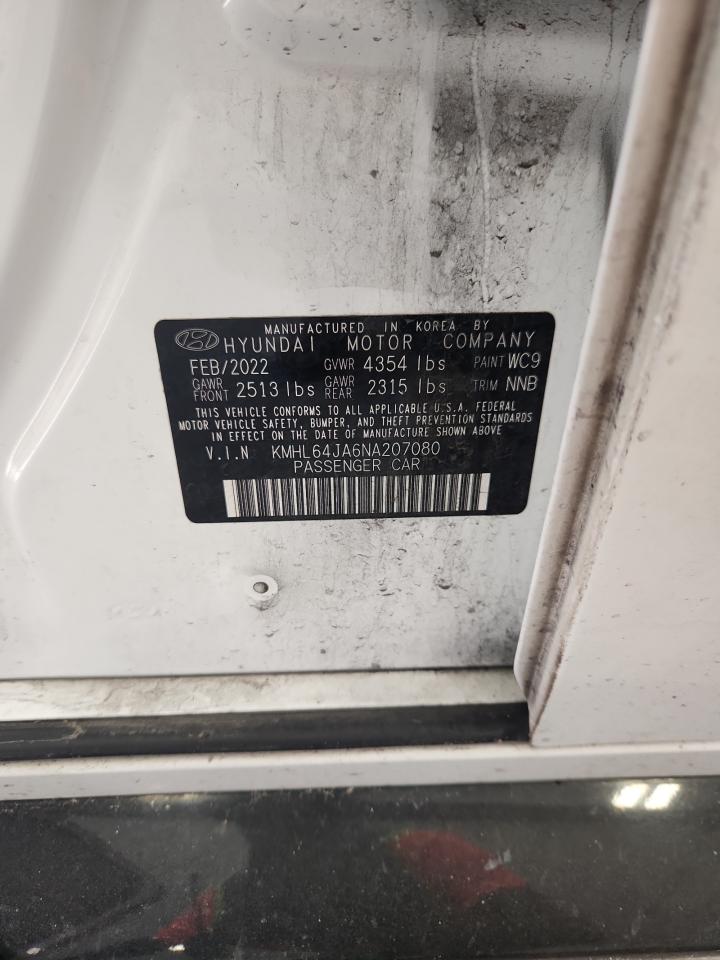 2022 Hyundai Sonata Sel VIN: KMHL64JA6NA207080 Lot: 80570445