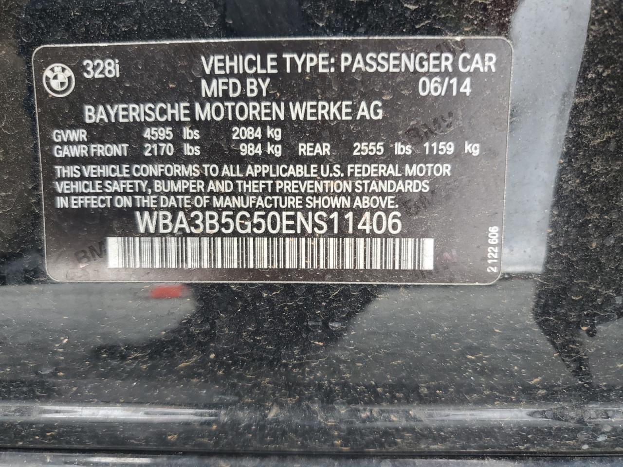 2014 BMW 328 Xi Sulev VIN: WBA3B5G50ENS11406 Lot: 83862765