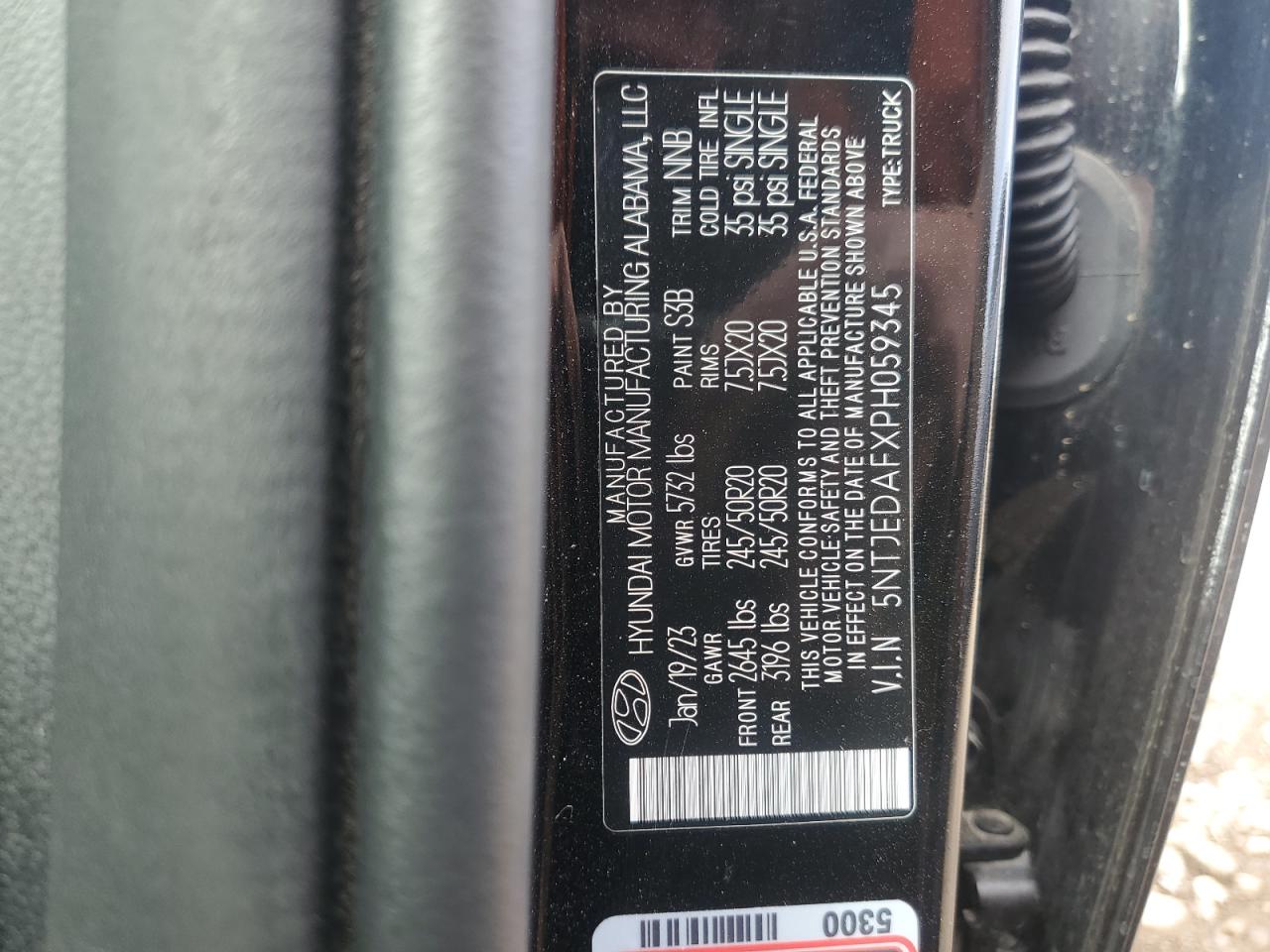 2023 Hyundai Santa Cruz Limited VIN: 5NTJEDAFXPH059345 Lot: 81431105