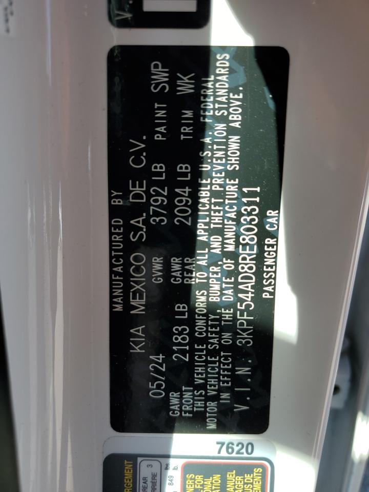 2024 Kia Forte Gt Line VIN: 3KPF54AD8RE803311 Lot: 81745615