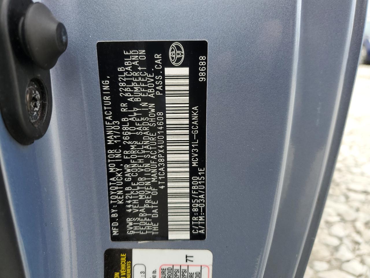 2004 Toyota Camry Solara Se VIN: 4T1CA38PX4U014608 Lot: 81473295