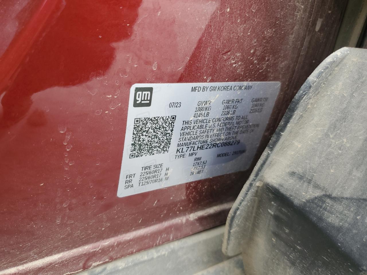 2024 Chevrolet Trax 1Lt VIN: KL77LHE22RC088279 Lot: 71832035