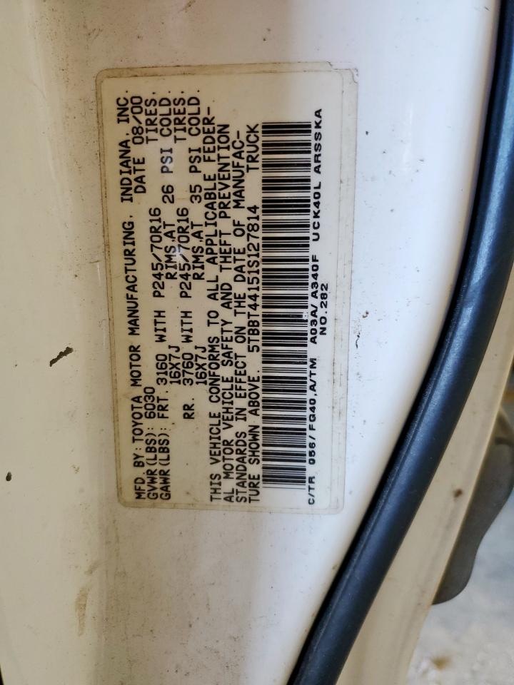 2001 Toyota Tundra Access Cab VIN: 5TBBT44151S127814 Lot: 81819385