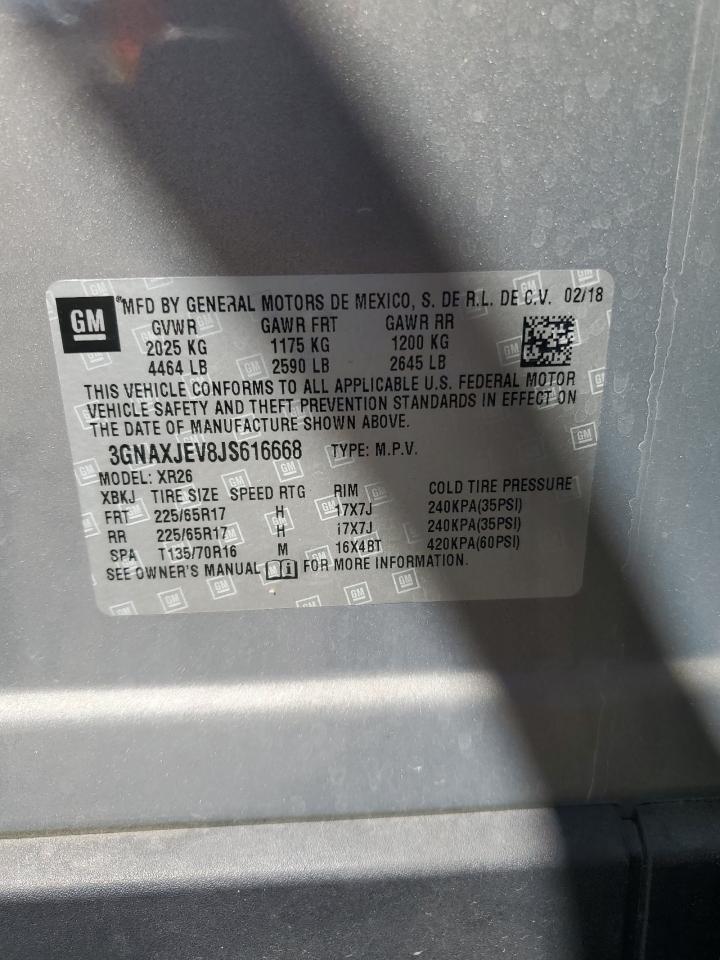 2018 Chevrolet Equinox Lt VIN: 3GNAXJEV8JS616668 Lot: 71960335