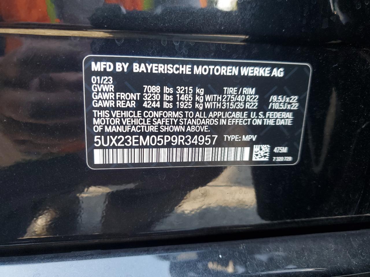 2023 BMW X7 xDrive40I VIN: 5UX23EM05P9R34957 Lot: 80758545