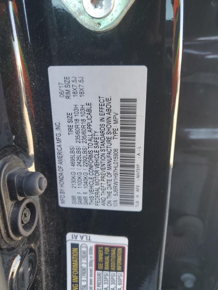 2017 Honda Cr-V Touring VIN: 5J6RW1H97HL015906 Lot: 81094565