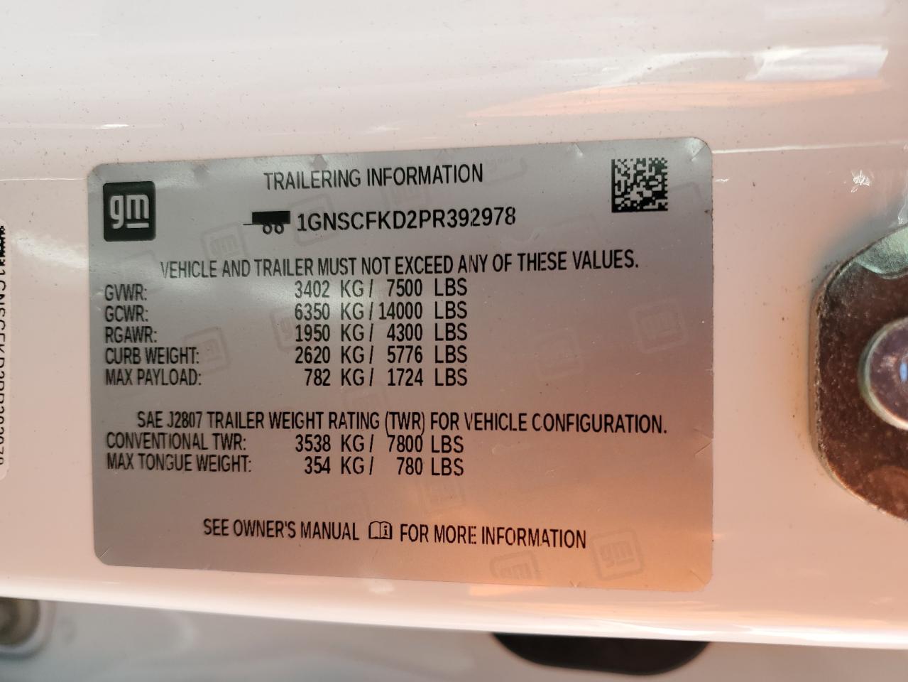 2023 Chevrolet Suburban C1500 Premier VIN: 1GNSCFKD2PR392978 Lot: 84419315