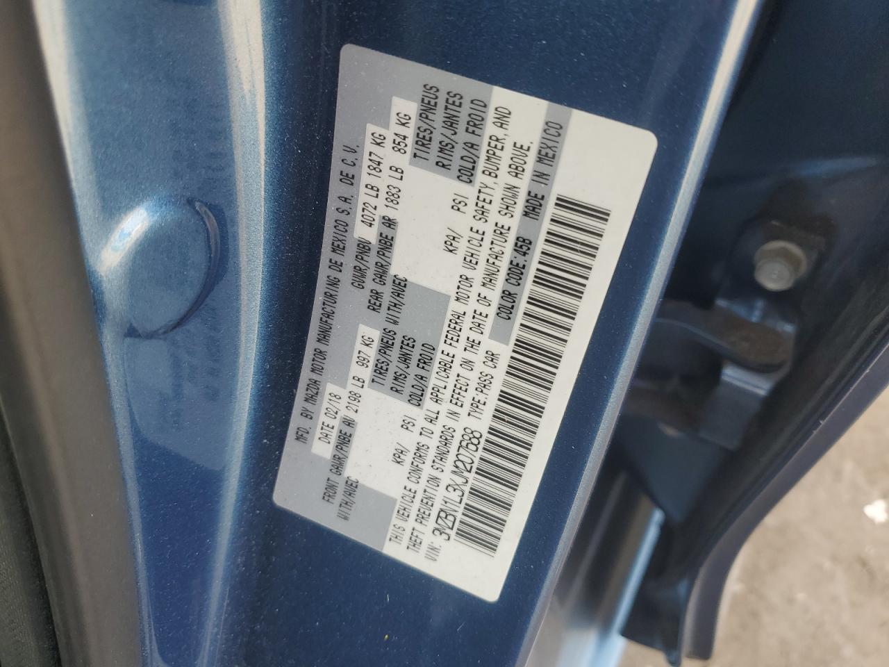 2018 Mazda 3 Touring VIN: 3MZBN1L3XJM207688 Lot: 80782075