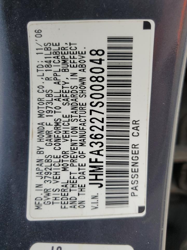 2007 Honda Civic Hybrid VIN: JHMFA36227S008048 Lot: 82026135