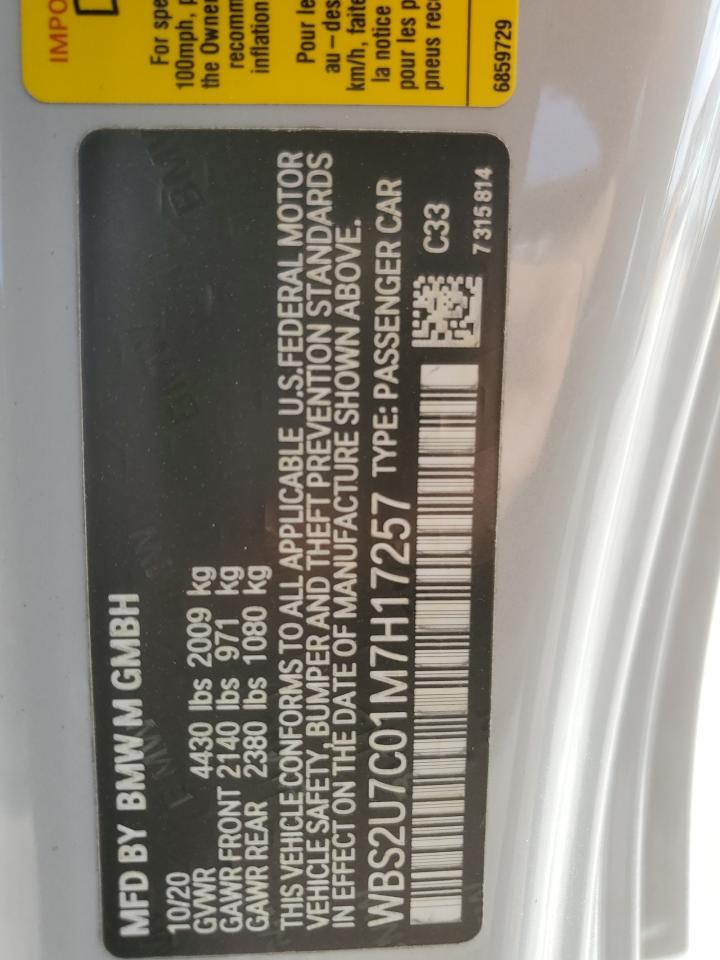 2021 BMW M2 Competition VIN: WBS2U7C01M7H17257 Lot: 80353125