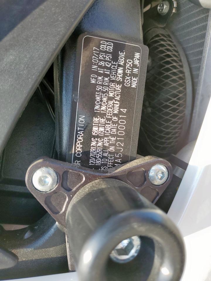 2018 Suzuki Gsx-R750 VIN: JS1GR7MA5J2100014 Lot: 80947445