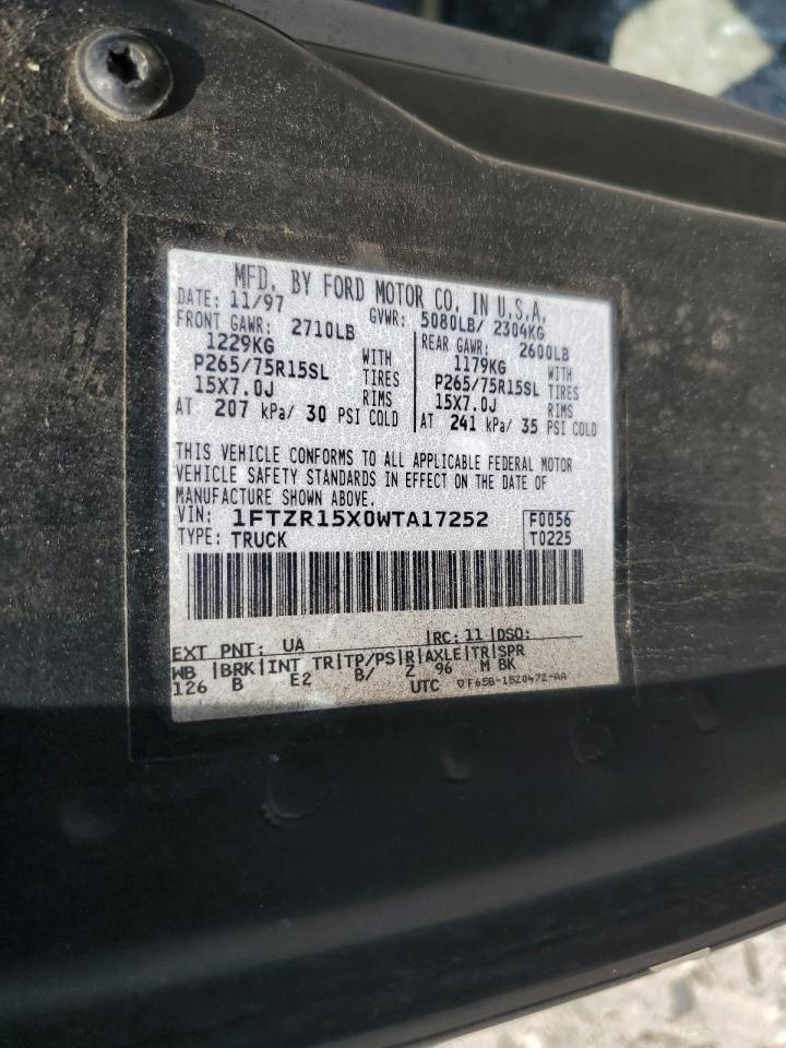 1998 Ford Ranger Super Cab VIN: 1FTZR15X0WTA17252 Lot: 71504695