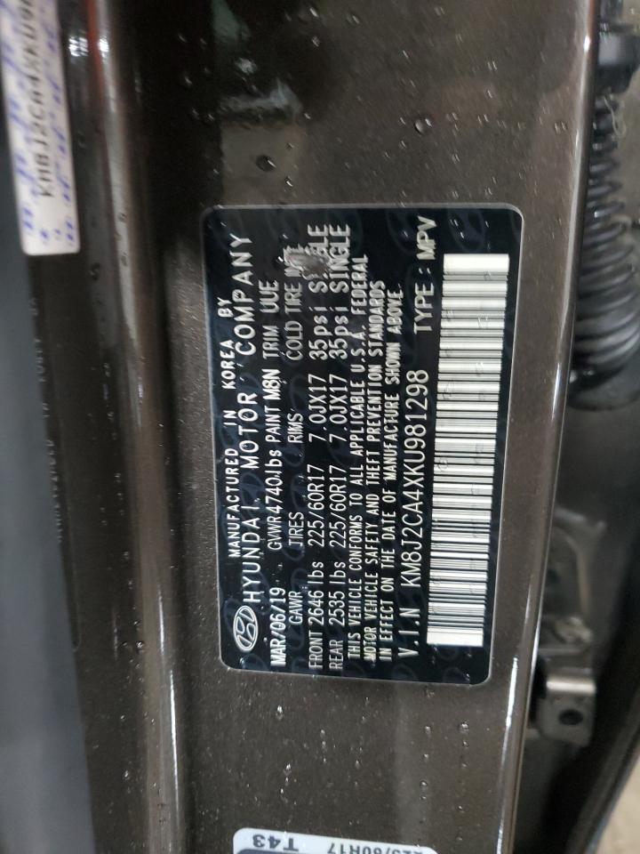 2019 Hyundai Tucson Se VIN: KM8J2CA4XKU981298 Lot: 84649175