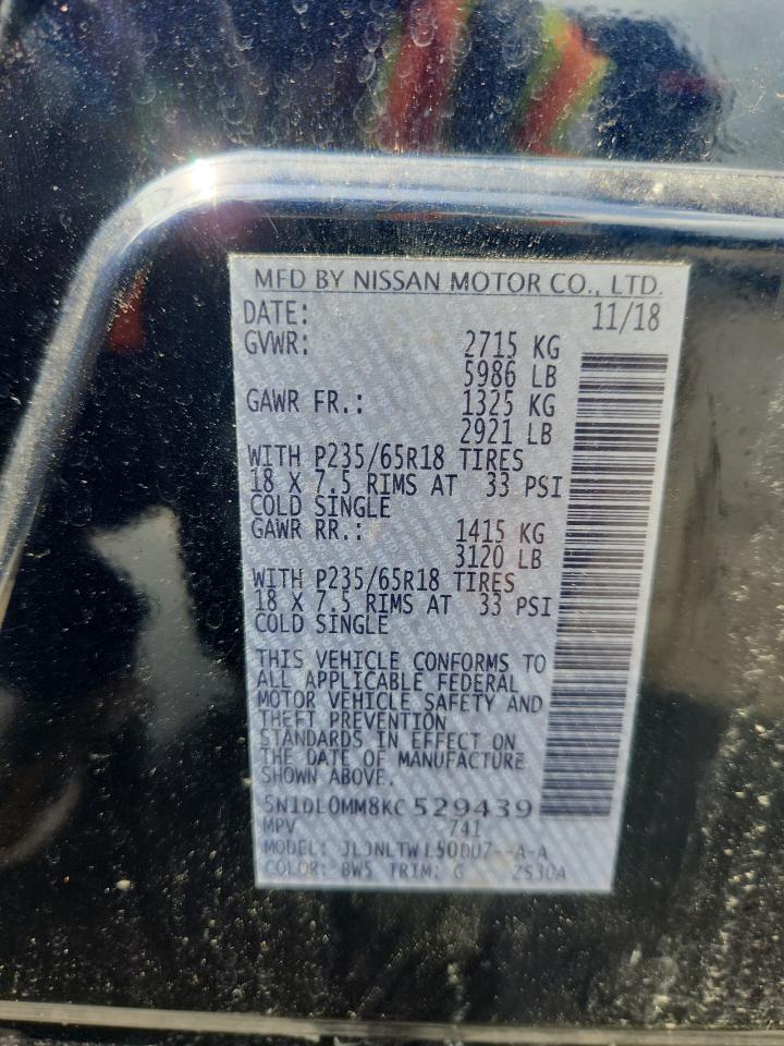 2019 Infiniti Qx60 Luxe VIN: 5N1DL0MM8KC529439 Lot: 81563415
