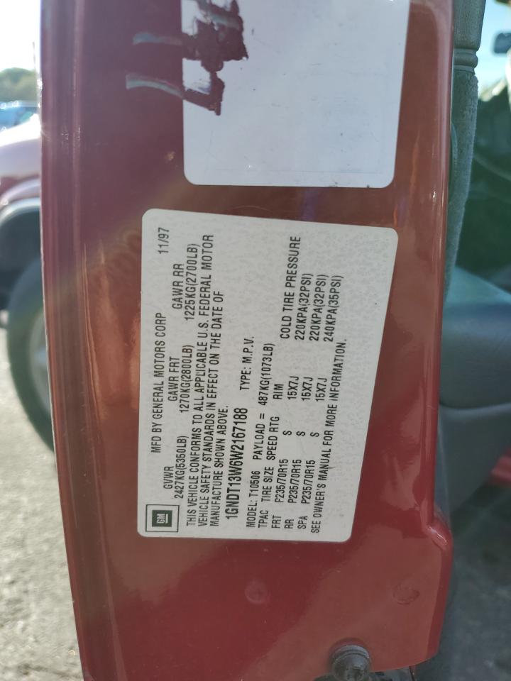 1998 Chevrolet Blazer VIN: 1GNDT13W6W2167188 Lot: 80726555