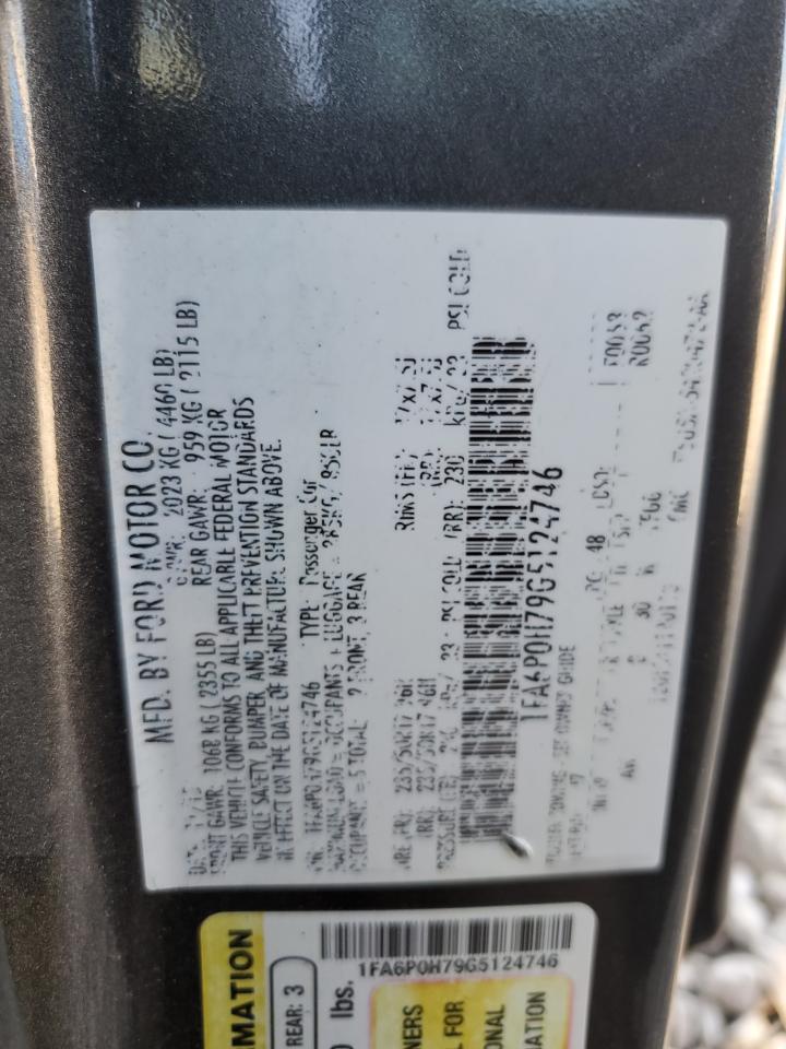 2016 Ford Fusion Se VIN: 1FA6P0H79G5124746 Lot: 80948765