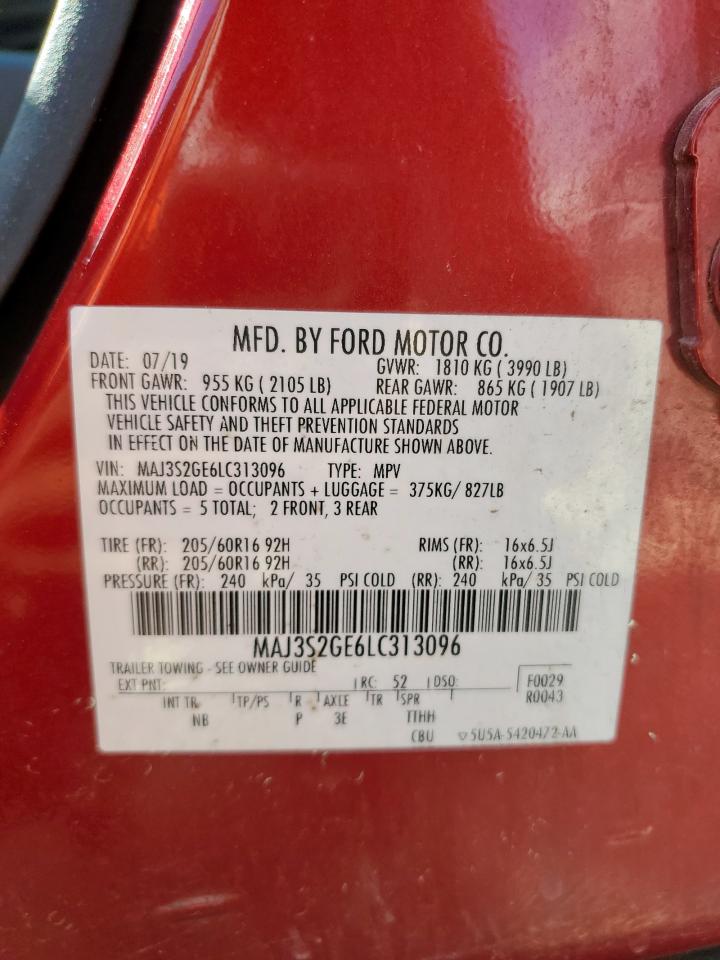 2020 Ford Ecosport Se VIN: MAJ3S2GE6LC313096 Lot: 81431215