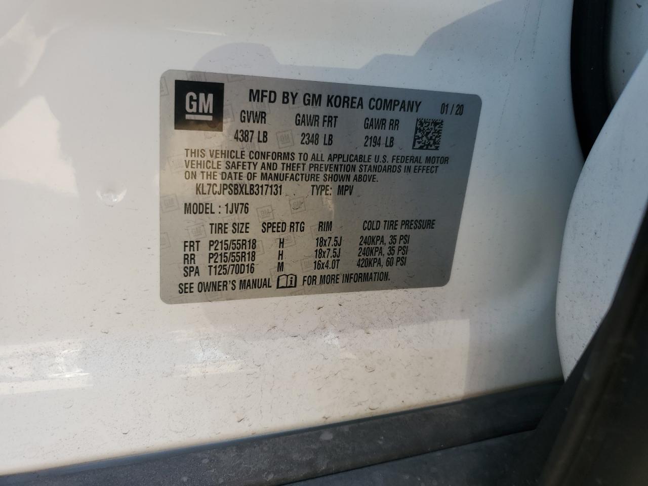 2020 Chevrolet Trax 1Lt VIN: KL7CJPSBXLB317131 Lot: 80404175