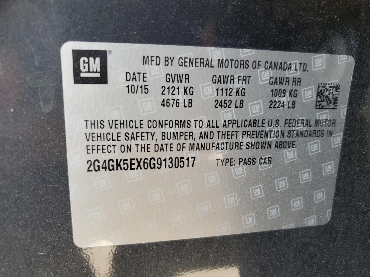 2016 Buick Regal VIN: 2G4GK5EX6G9130517 Lot: 81751955