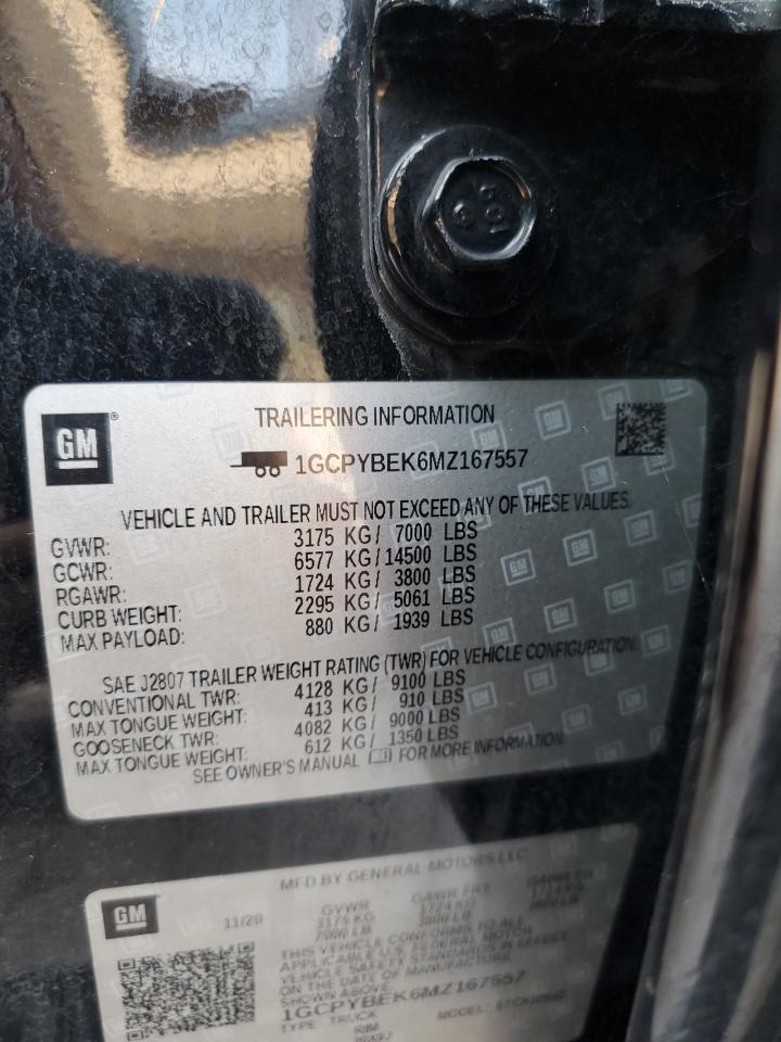 2021 Chevrolet Silverado K1500 Custom VIN: 1GCPYBEK6MZ167557 Lot: 80482295