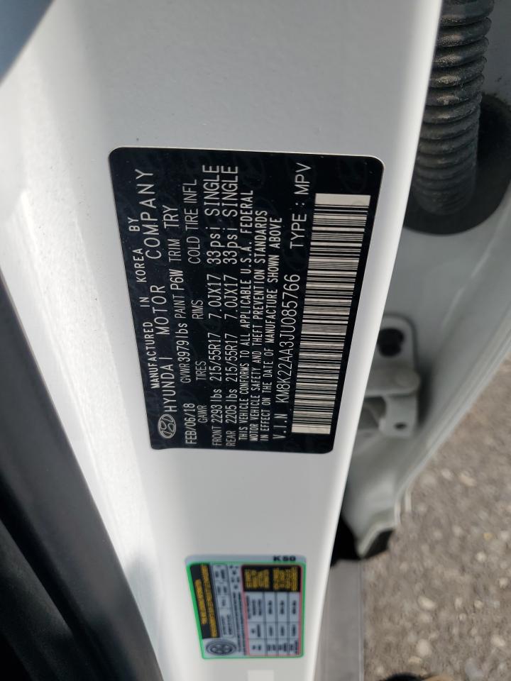 2018 Hyundai Kona Sel VIN: KM8K22AA3JU085766 Lot: 81479055