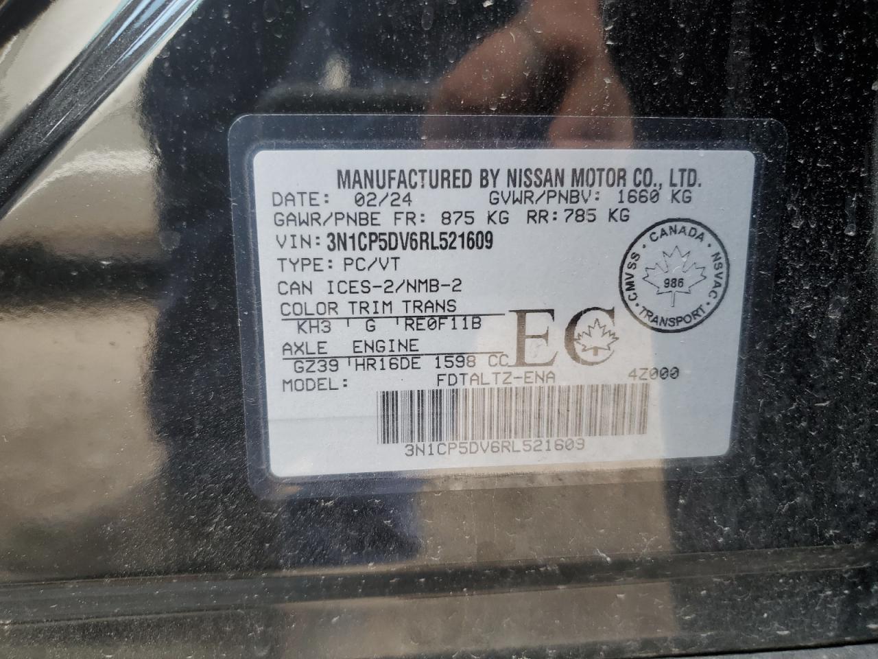 2024 Nissan Kicks Sr VIN: 3N1CP5DV6RL521609 Lot: 70195795