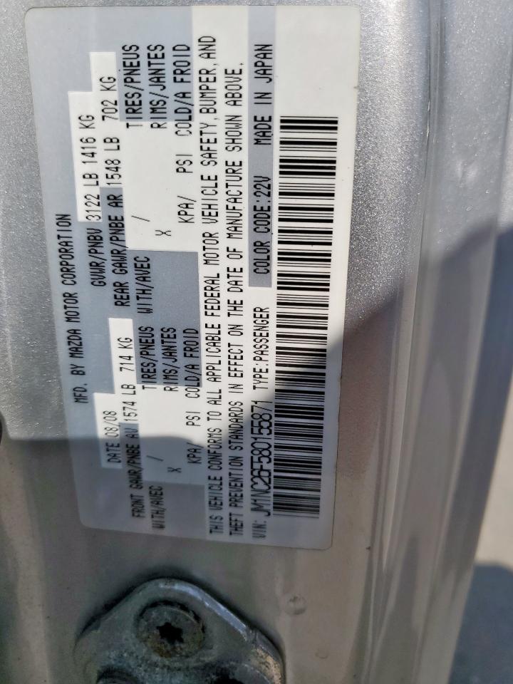 2008 Mazda Mx-5 Miata VIN: JM1NC26F580155871 Lot: 81395455