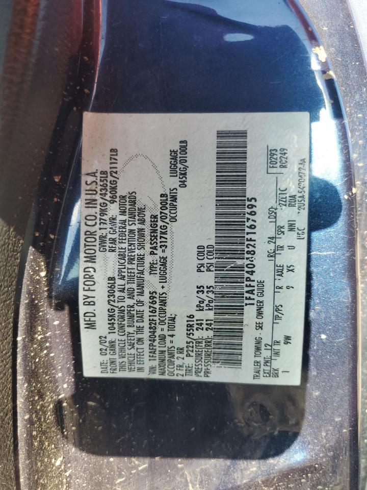 2002 Ford Mustang VIN: 1FAFP40482F167695 Lot: 80388715