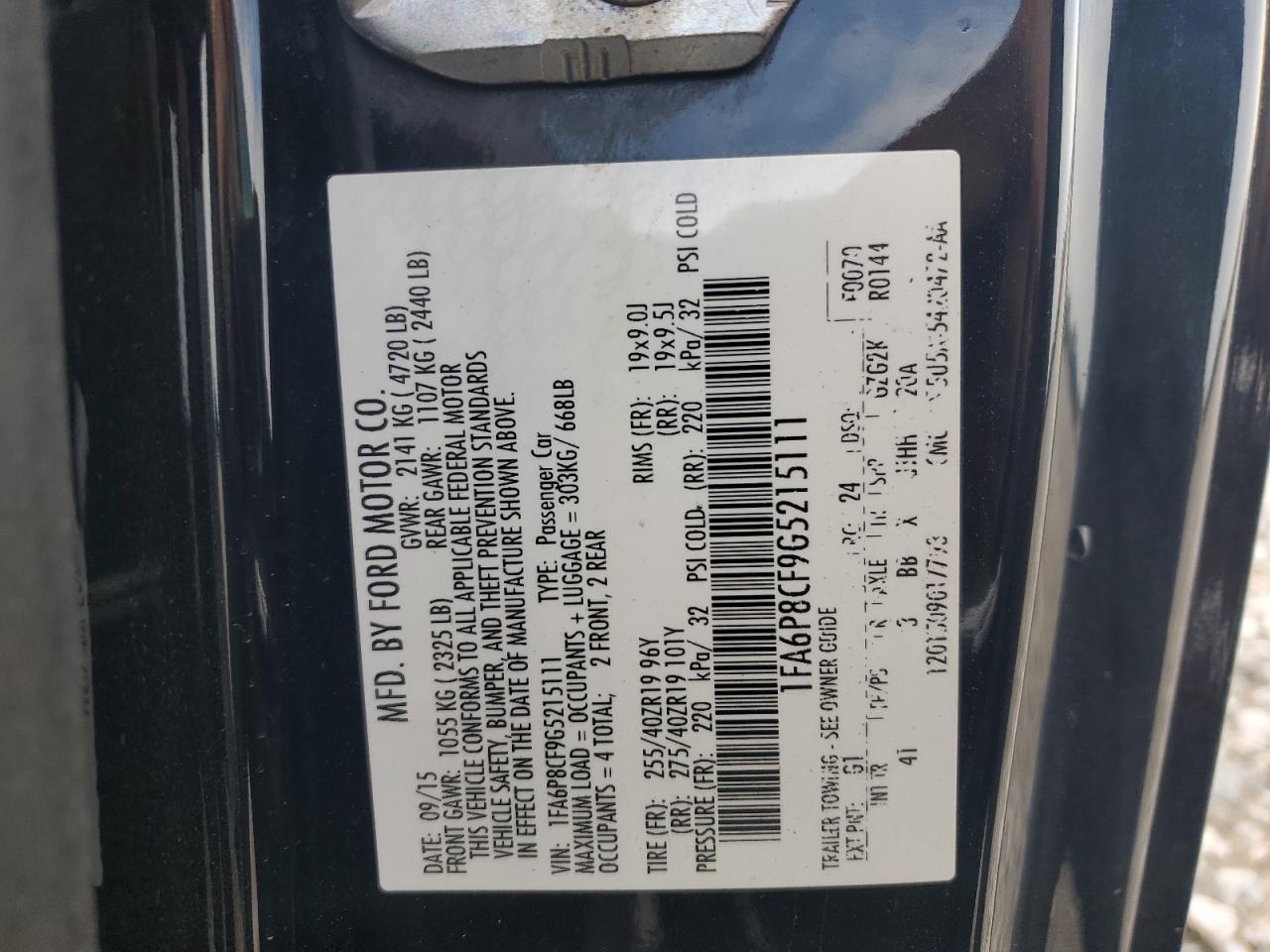 2016 Ford Mustang Gt VIN: 1FA6P8CF9G5215111 Lot: 81558485