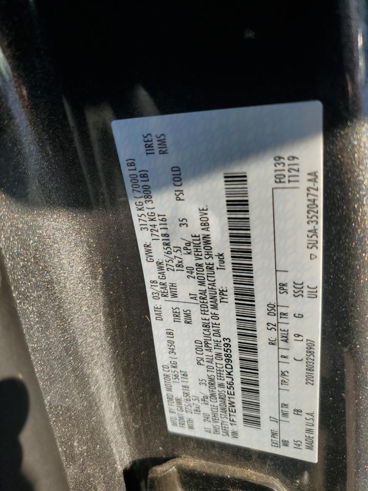 2018 Ford F150 Supercrew VIN: 1FTEW1E56JKD98593 Lot: 81288875